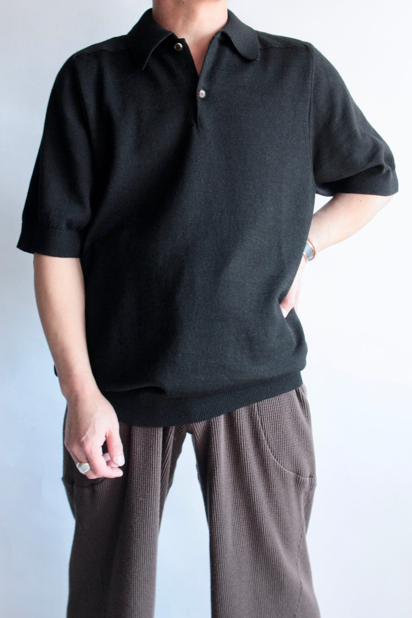 UMEDA / 12GG Wool Linen Polo Shirt
