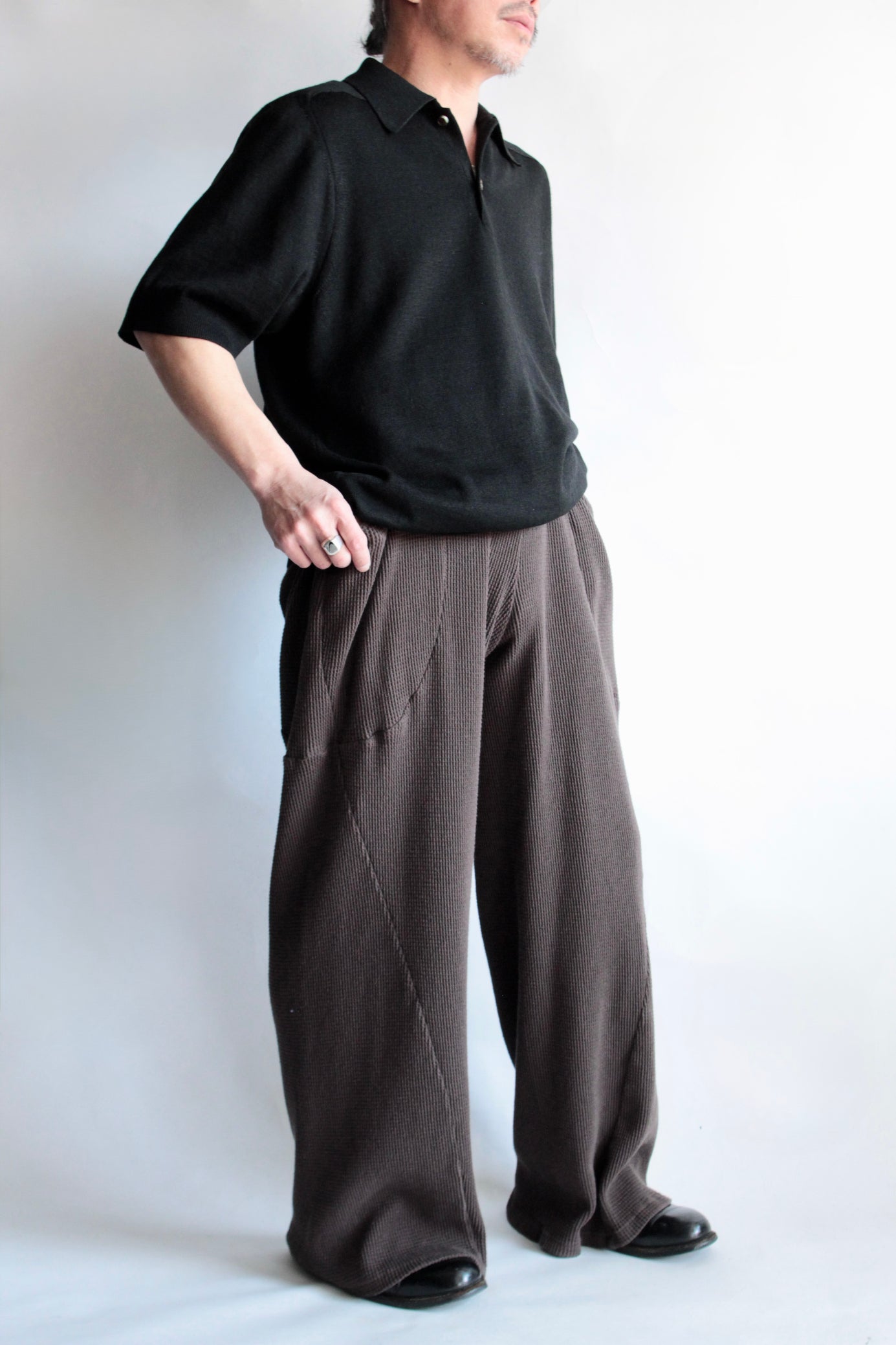 UMEDA / 12GG Wool Linen Polo Shirt