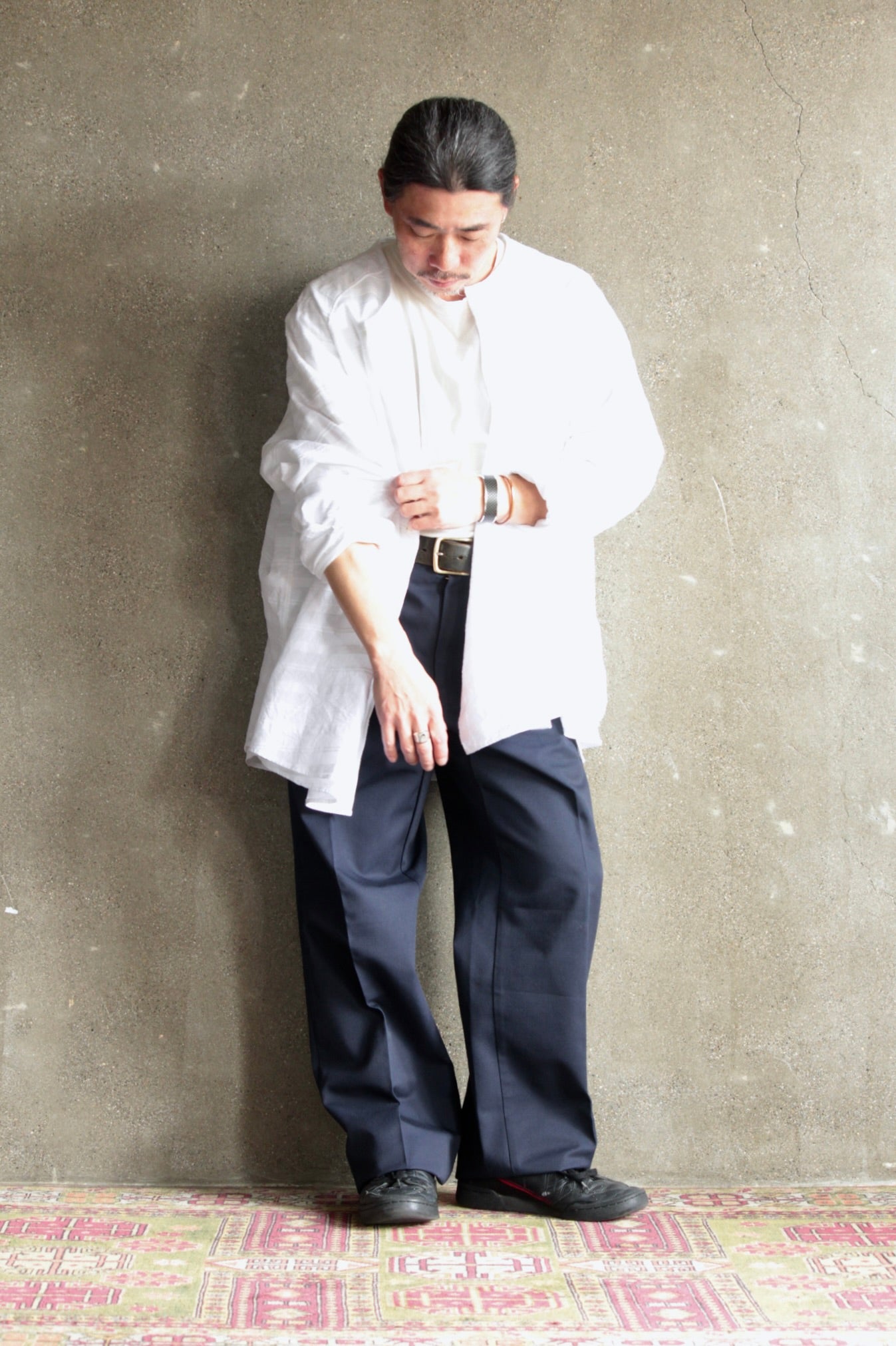 roundabout / L/S NoCollar Double Shirt