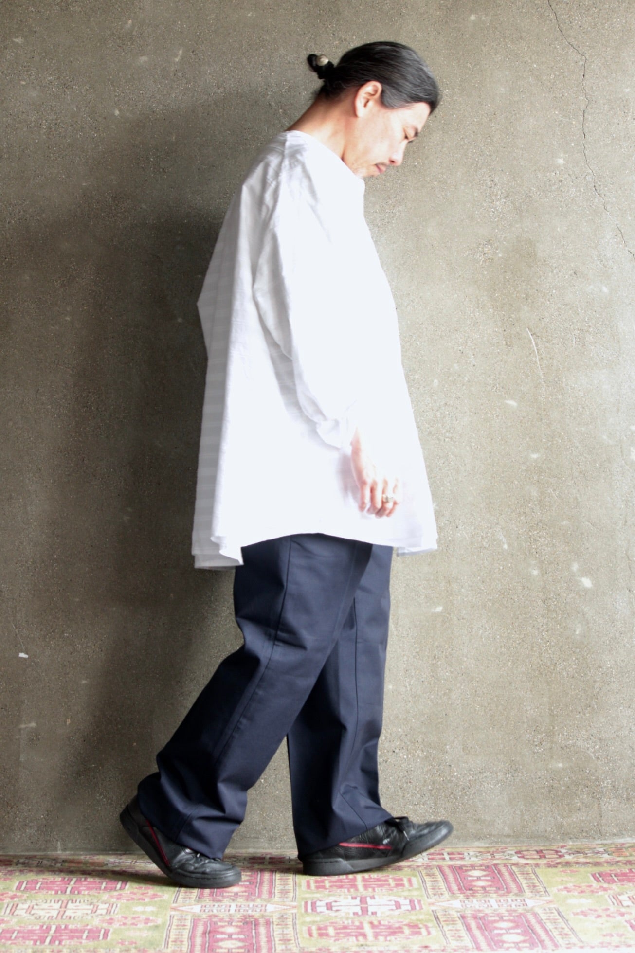 roundabout / L/S NoCollar Double Shirt
