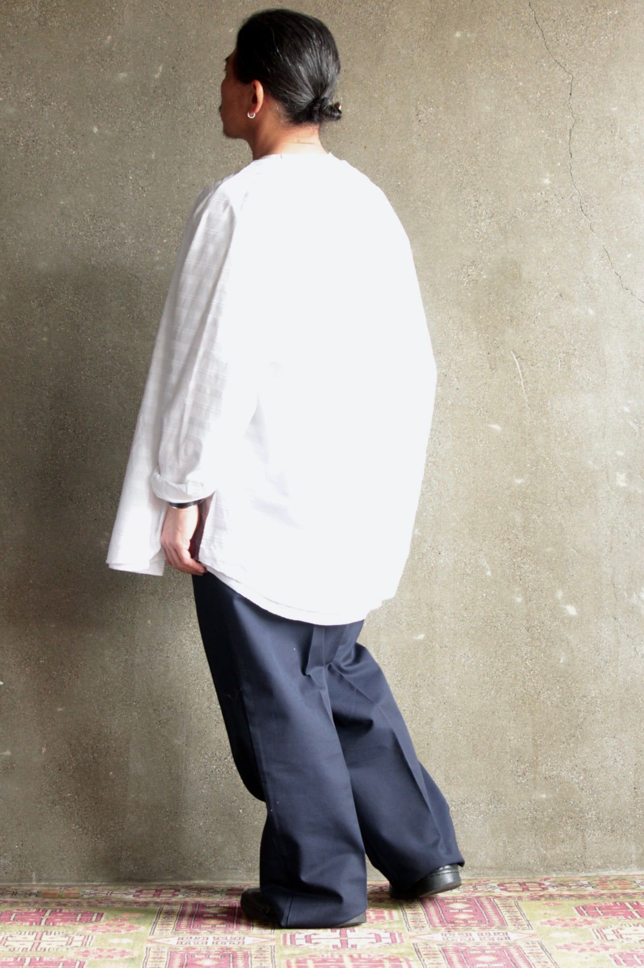 roundabout / L/S NoCollar Double Shirt