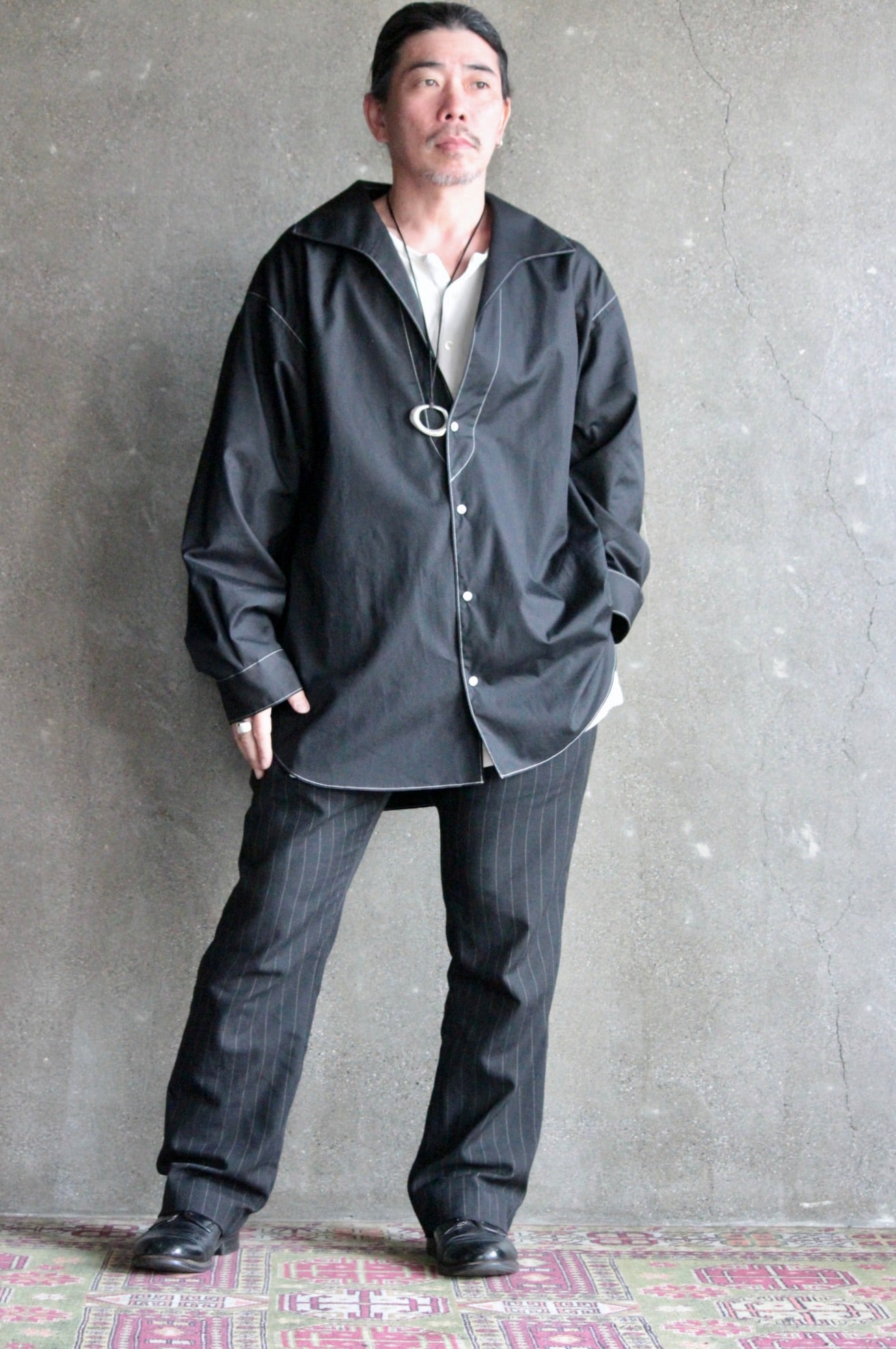 METHO / Open collar flat shirt