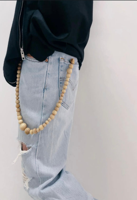 unknown /60's FRENCH VINTAGE MULTI WOOD WALLET CHAIN