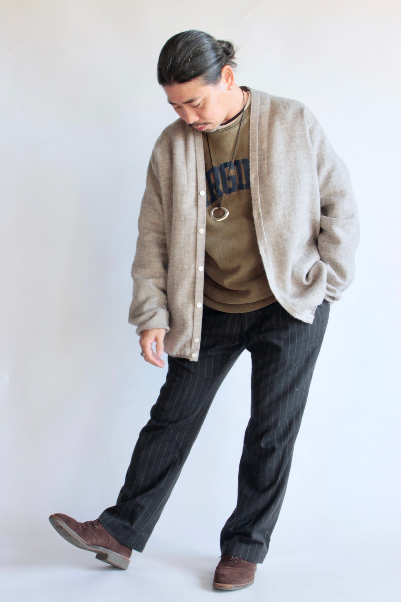 KIMURA / narrowing cardigan L/W Herringbone