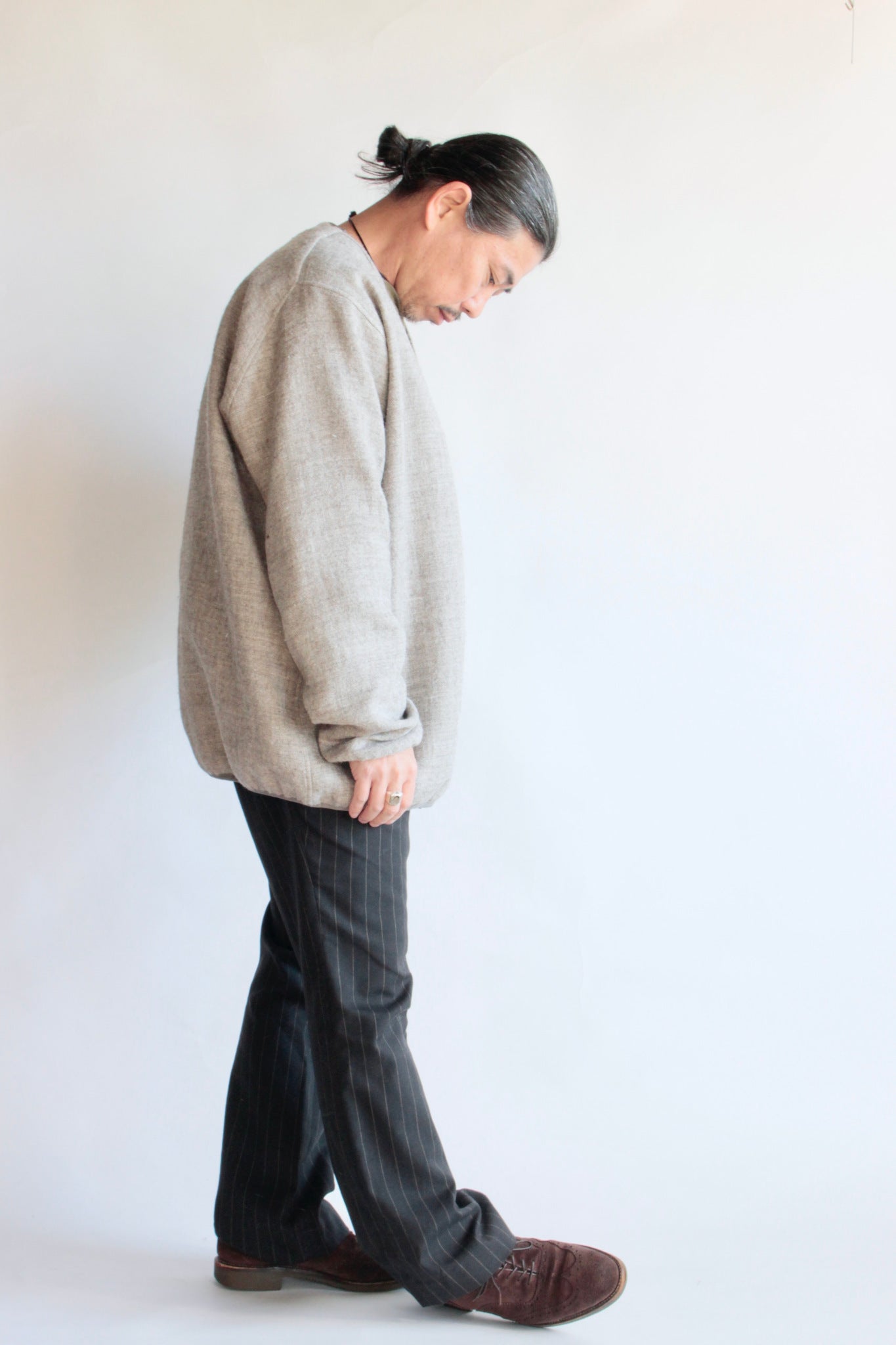 KIMURA / narrowing cardigan L/W Herringbone