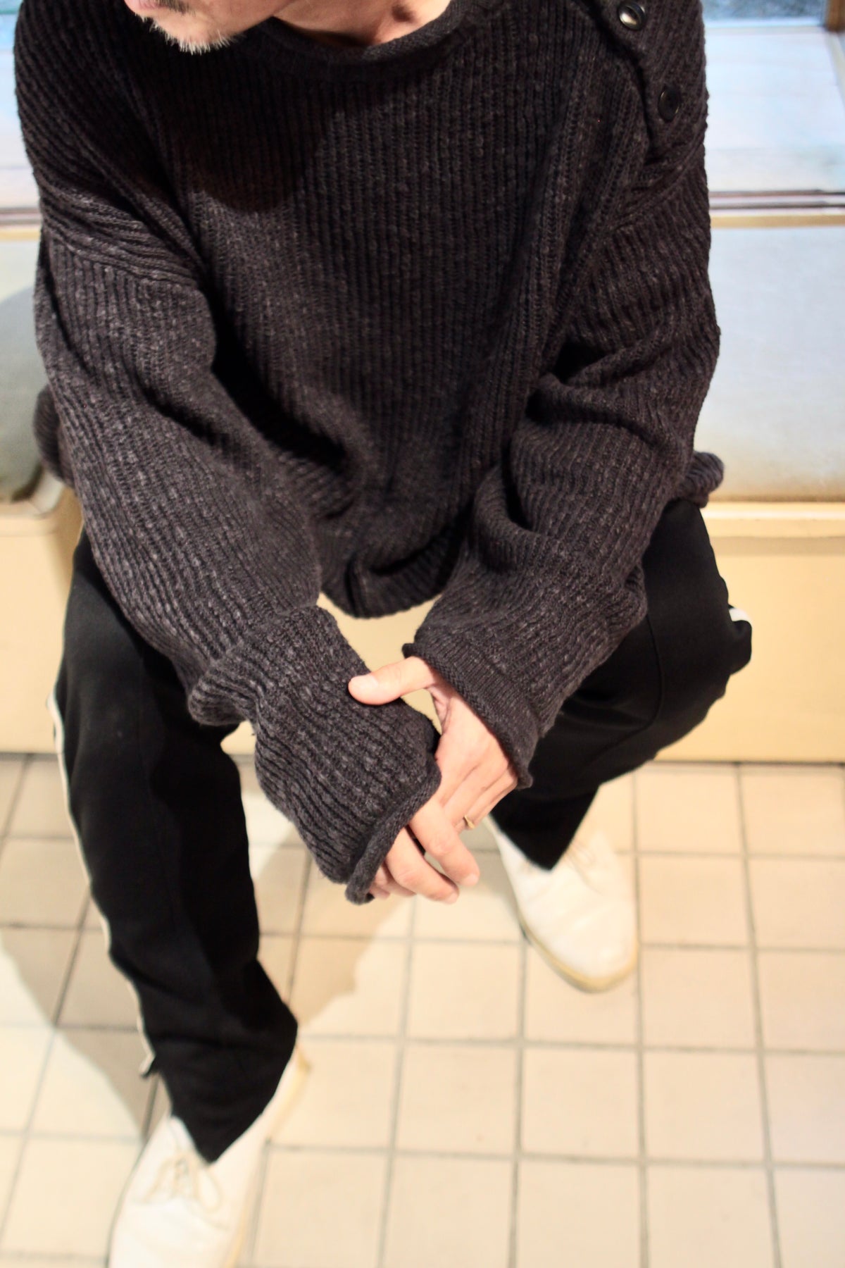 nakedgauze / COTTON LINEN LOOSE FIT SWEATER