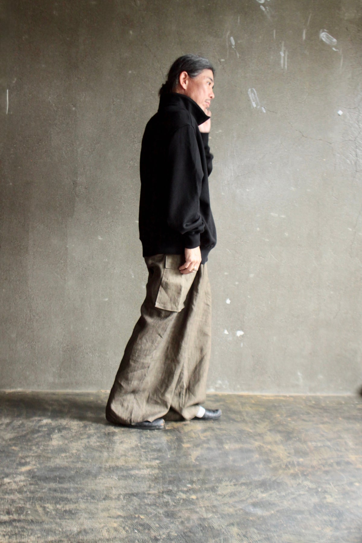 nakedgauze / SUMI LINEN WIDE EASY CARGO PANTS