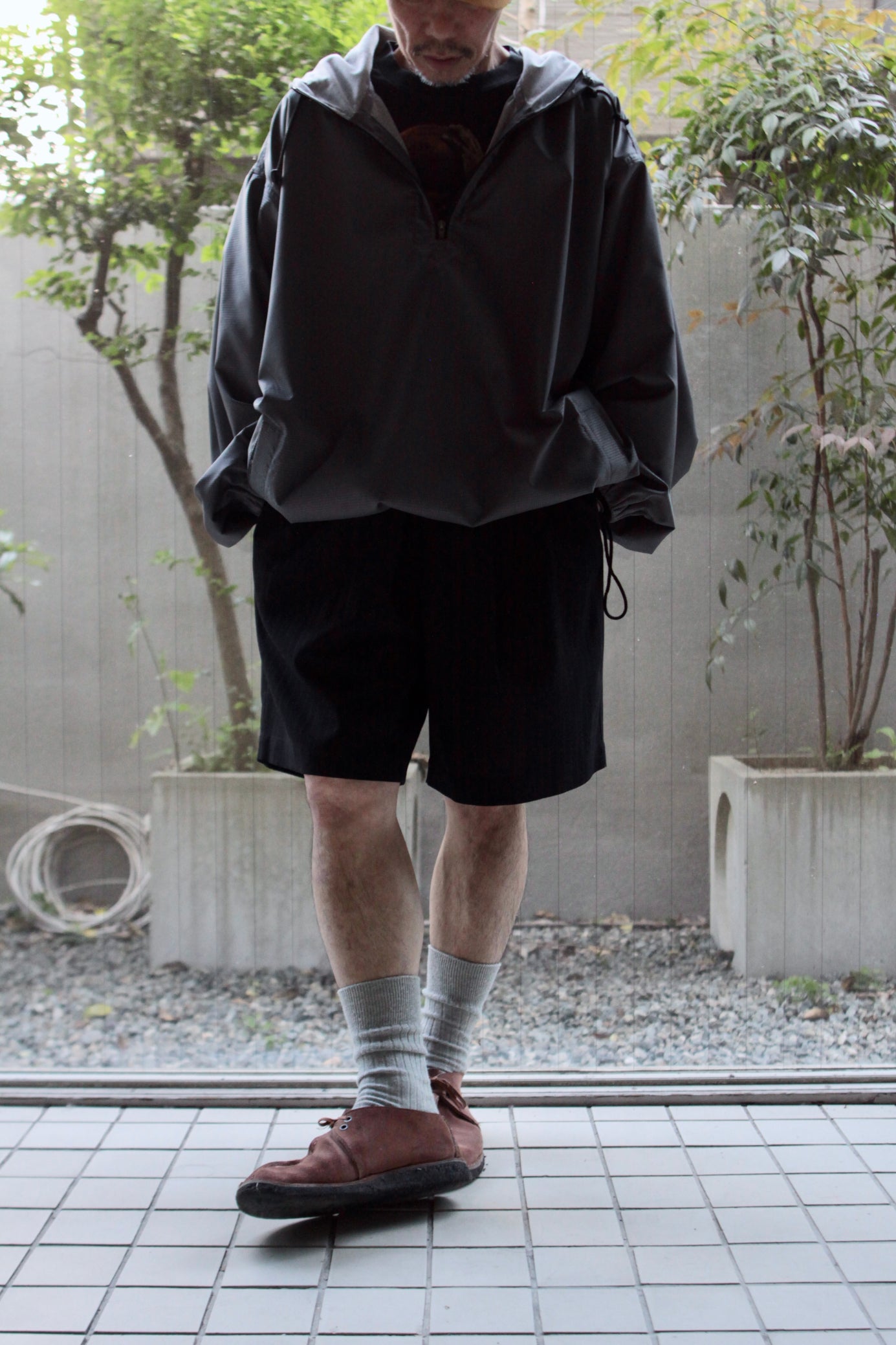 awasa / vintage wool amunzen wide easy shorts