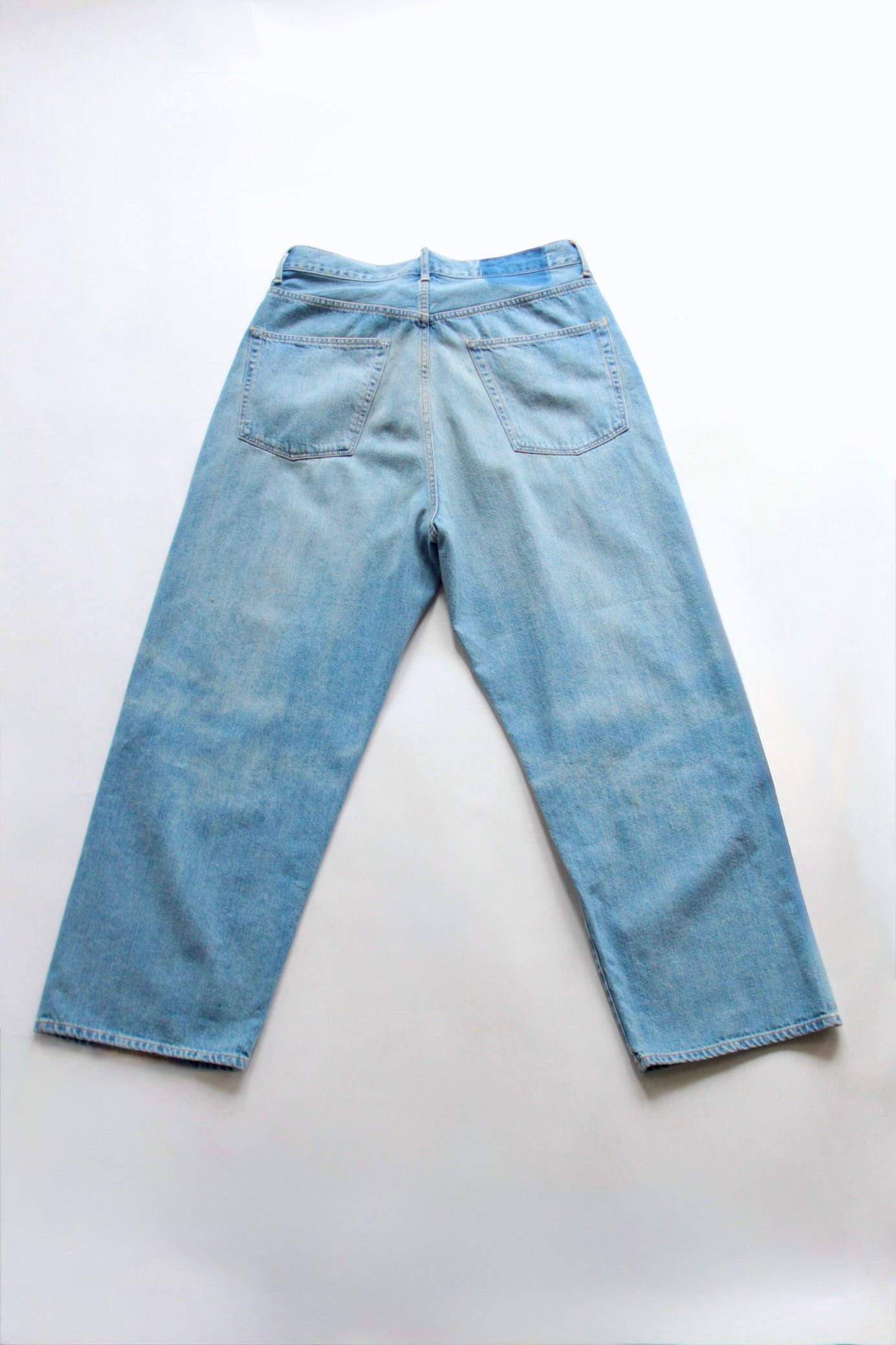 awasa / selvage light oz denim 5 pocket wide pants(indigo fade)