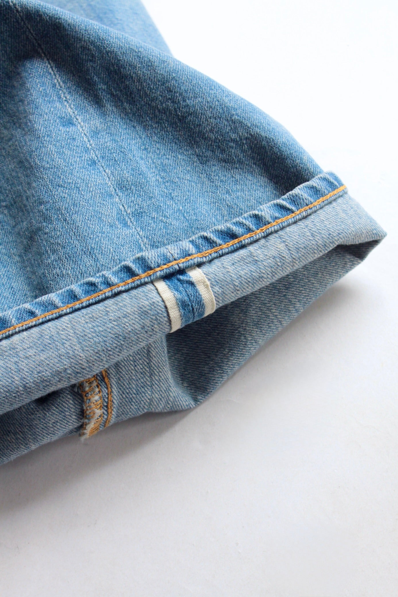 awasa / selvage light oz denim 5 pocket wide pants(indigo fade)