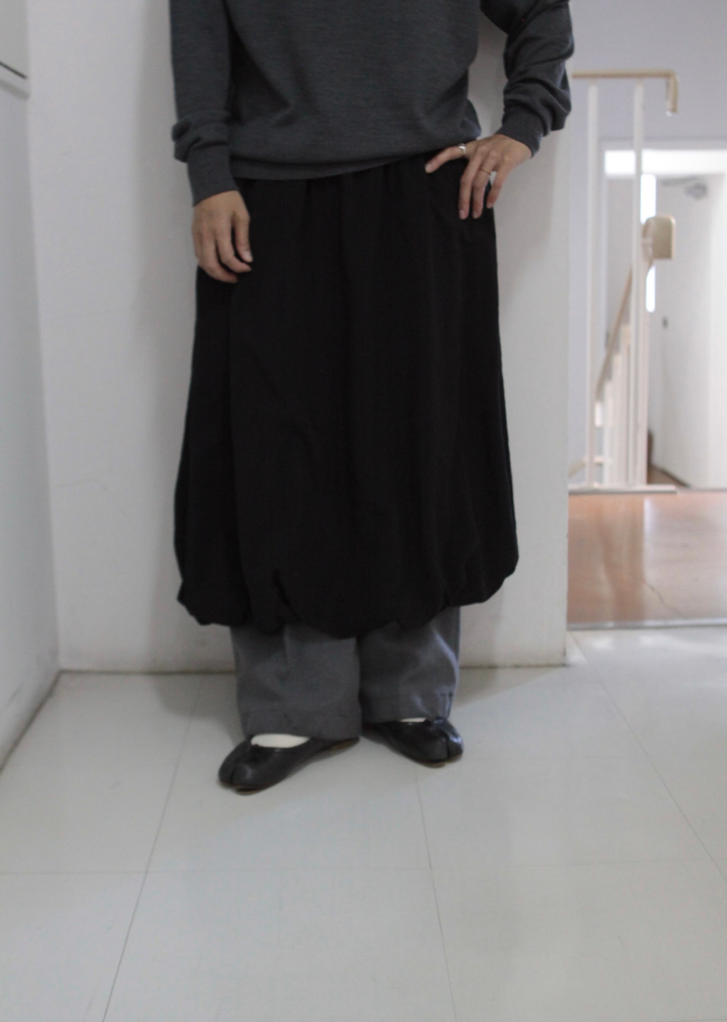 awasa /nylon silk bubble hem skirt