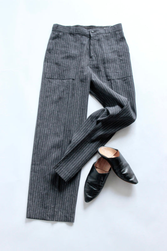 jonnlynx / stripe cotton linen pants