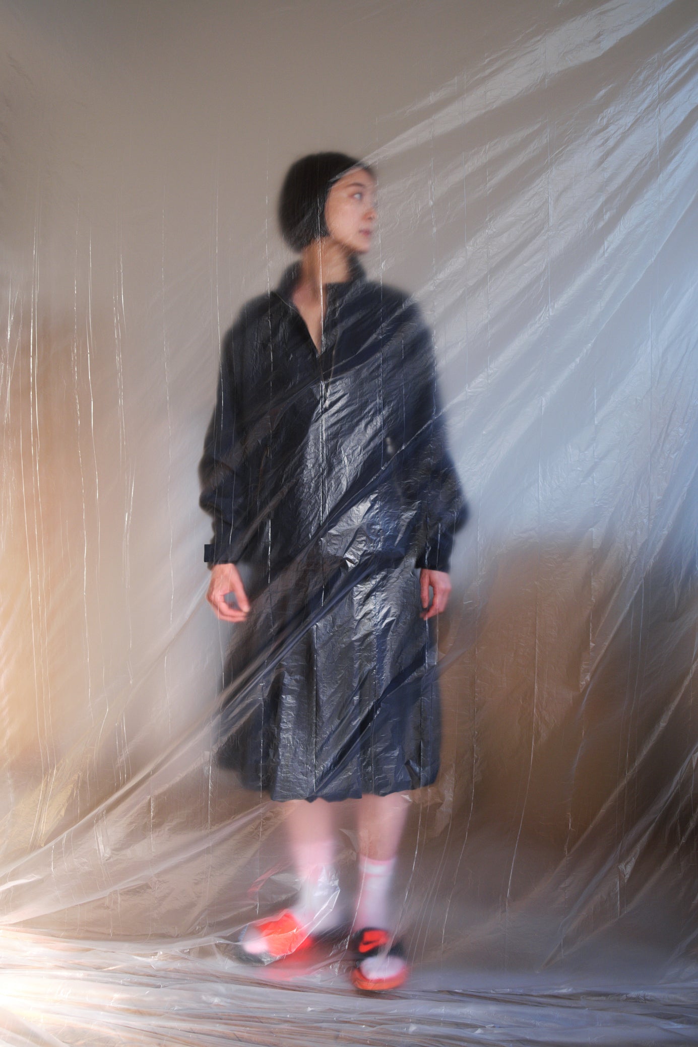 awasa /nylon silk bubble hem skirt